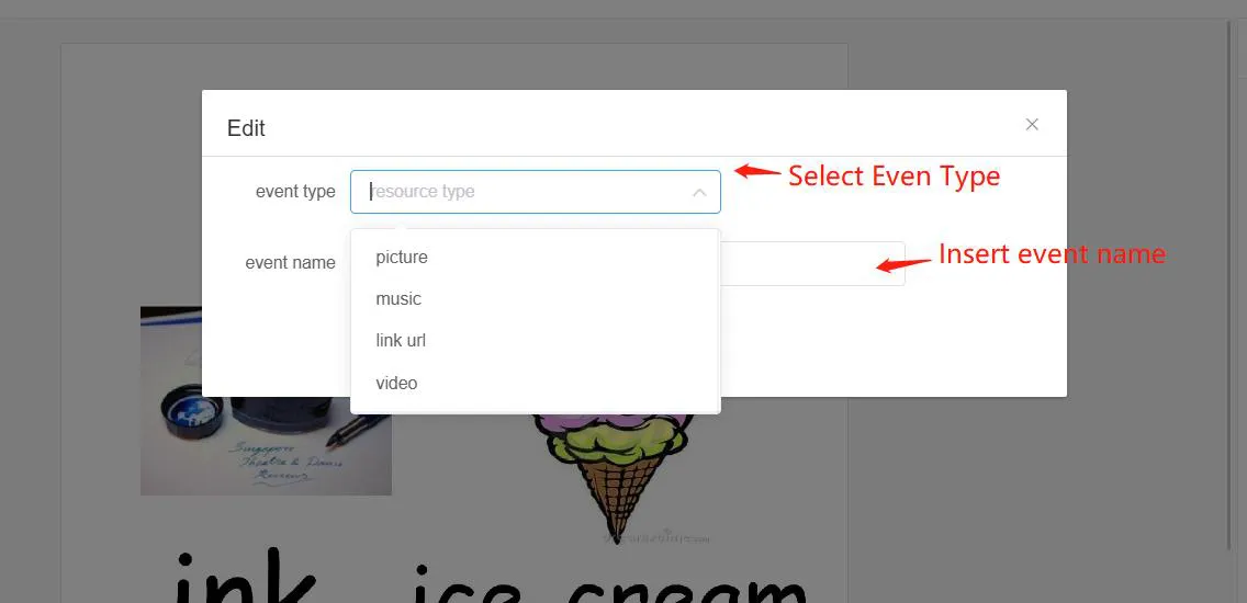 Choose event type for hotspot