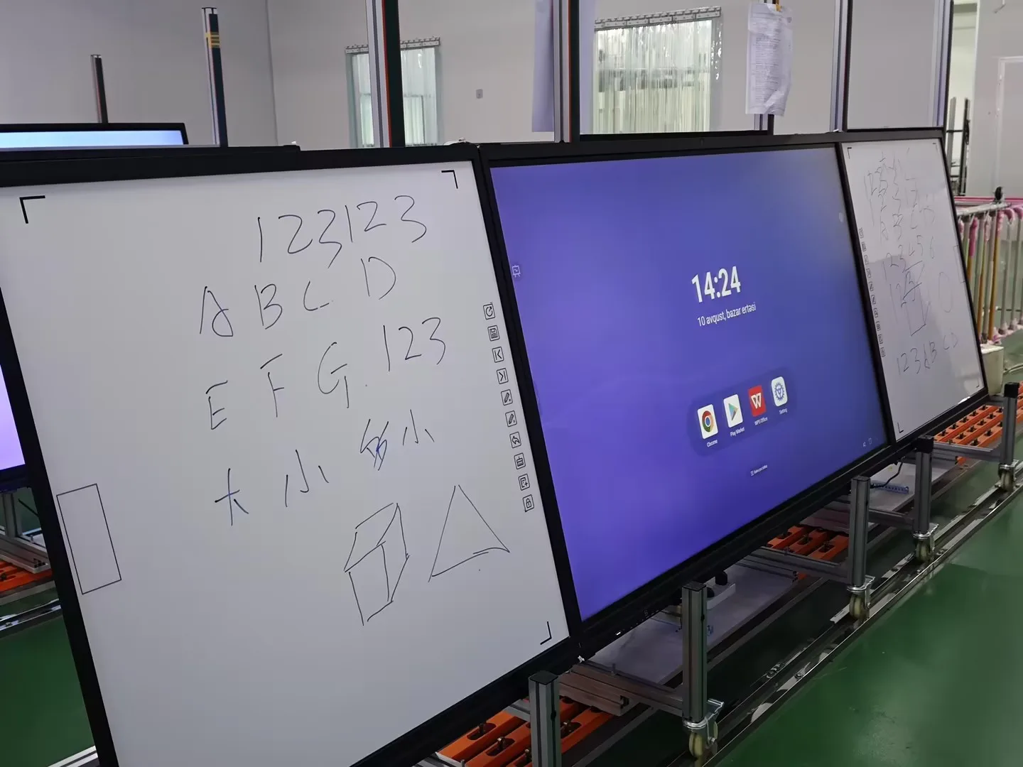 Interactive side boards for IFPD dual writable wings