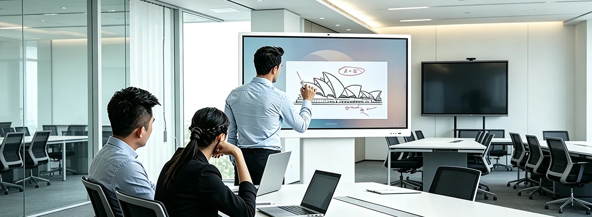 Corporate meeting room with IFPD interactive display