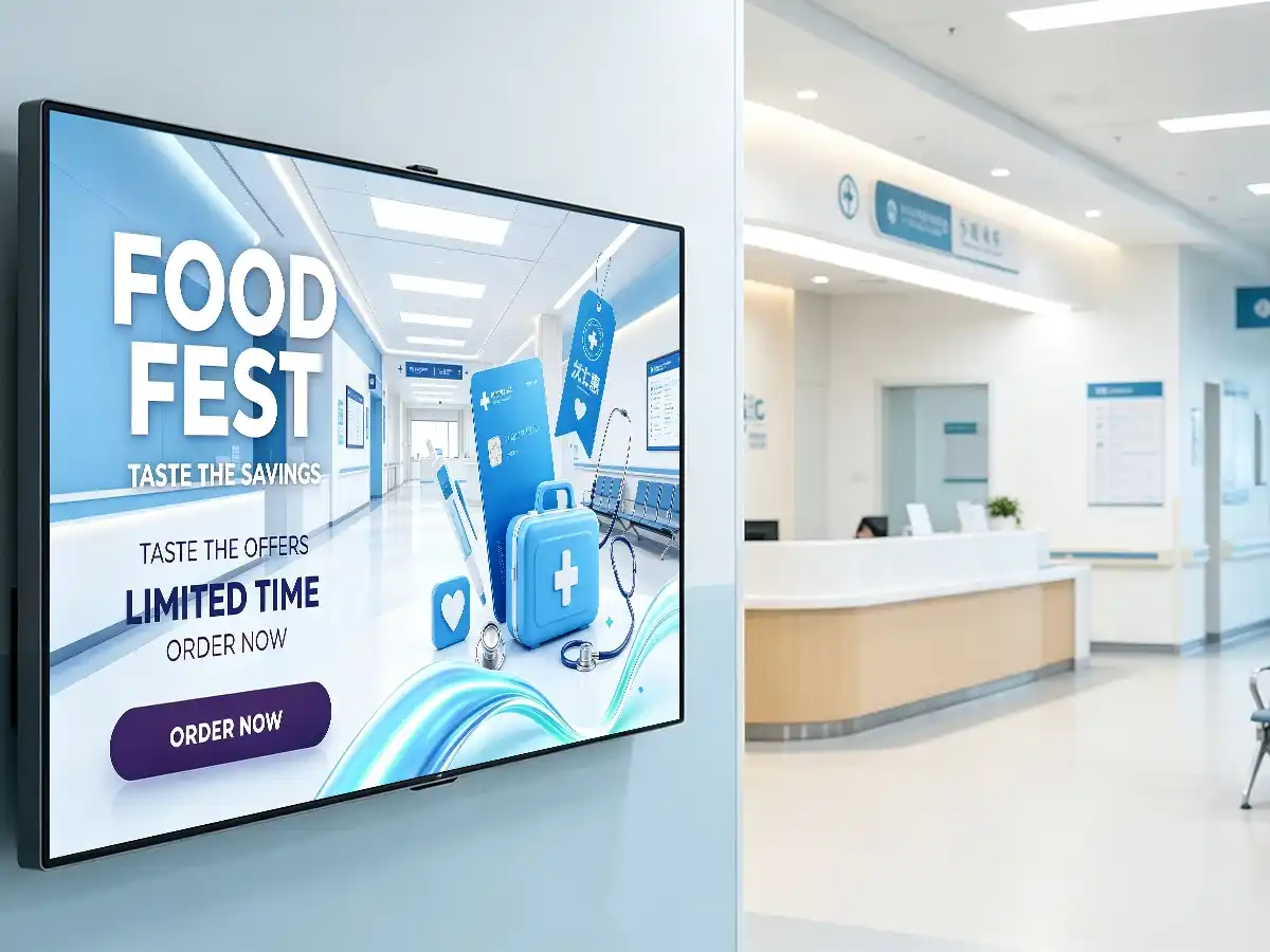 Wall mounted digital signage for healthcare hospital public information