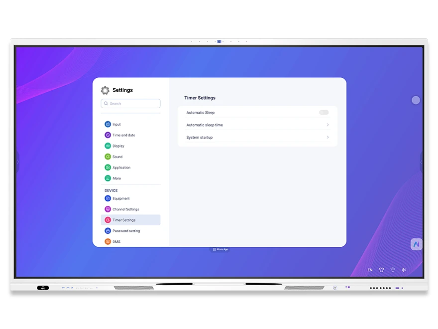DaisyOS power settings — automatic sleep, sleep timer, system startup scheduling