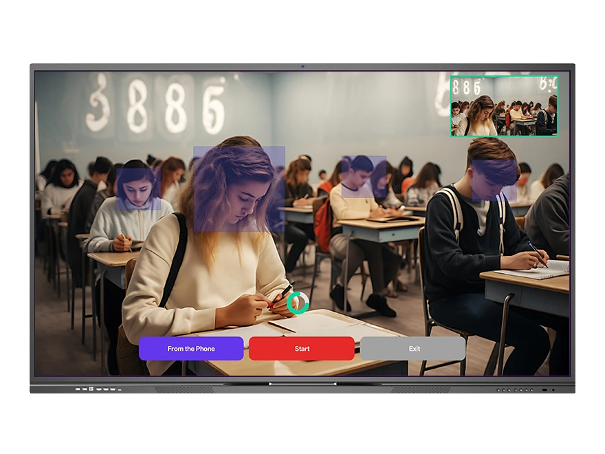VisionRoll facial recognition attendance sign-in with detected face boxes overlay